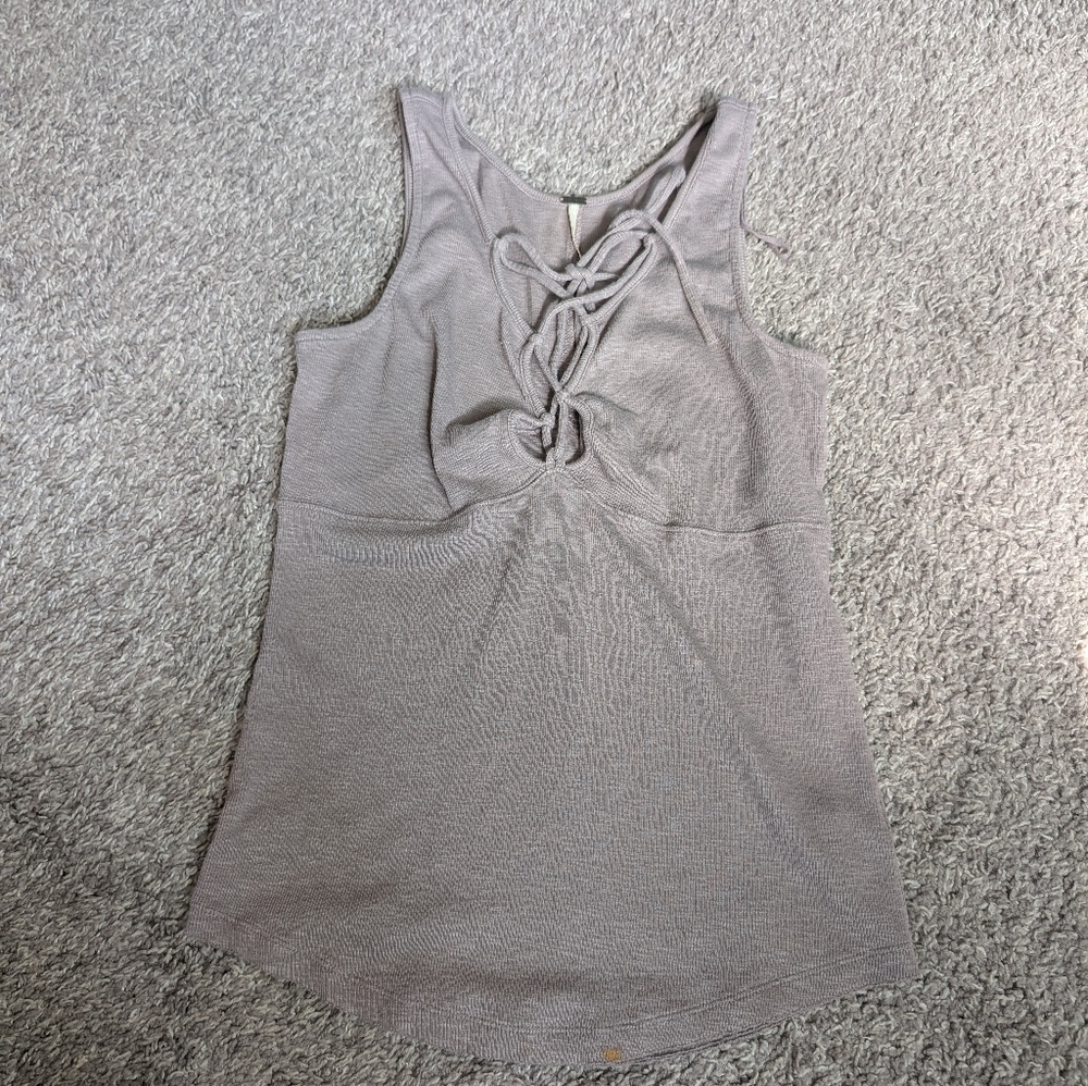 Free People Taupe Lace-Up Tank Top